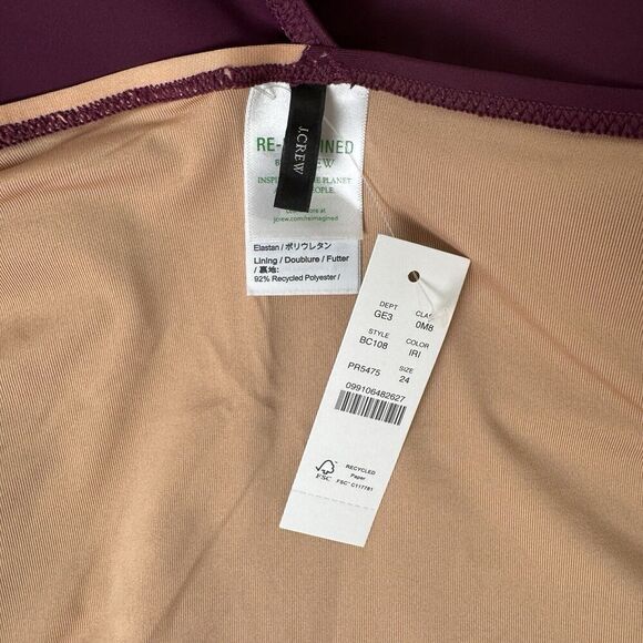 J. Crew Swimsuit Womens 24 Purple Plus One Piece One Shoulder Tropical Beach NEW - Picture 8 of 16